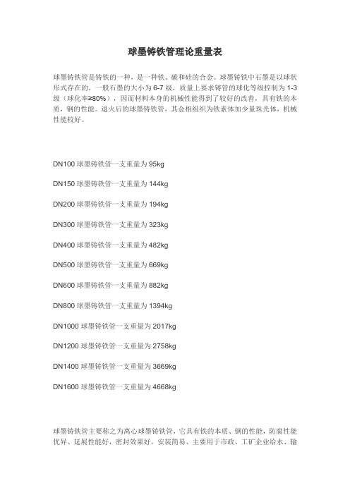 球墨铸铁管重量表(图4)
